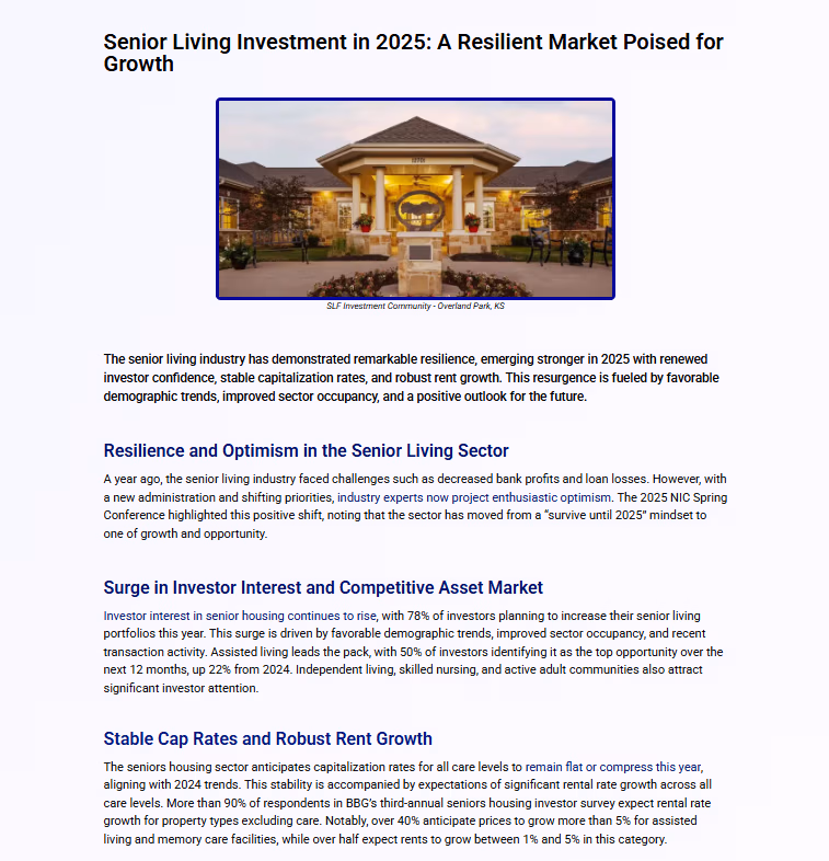 Senior Living Investment in 2025 - Industry Poised for Growth - Thumbnail