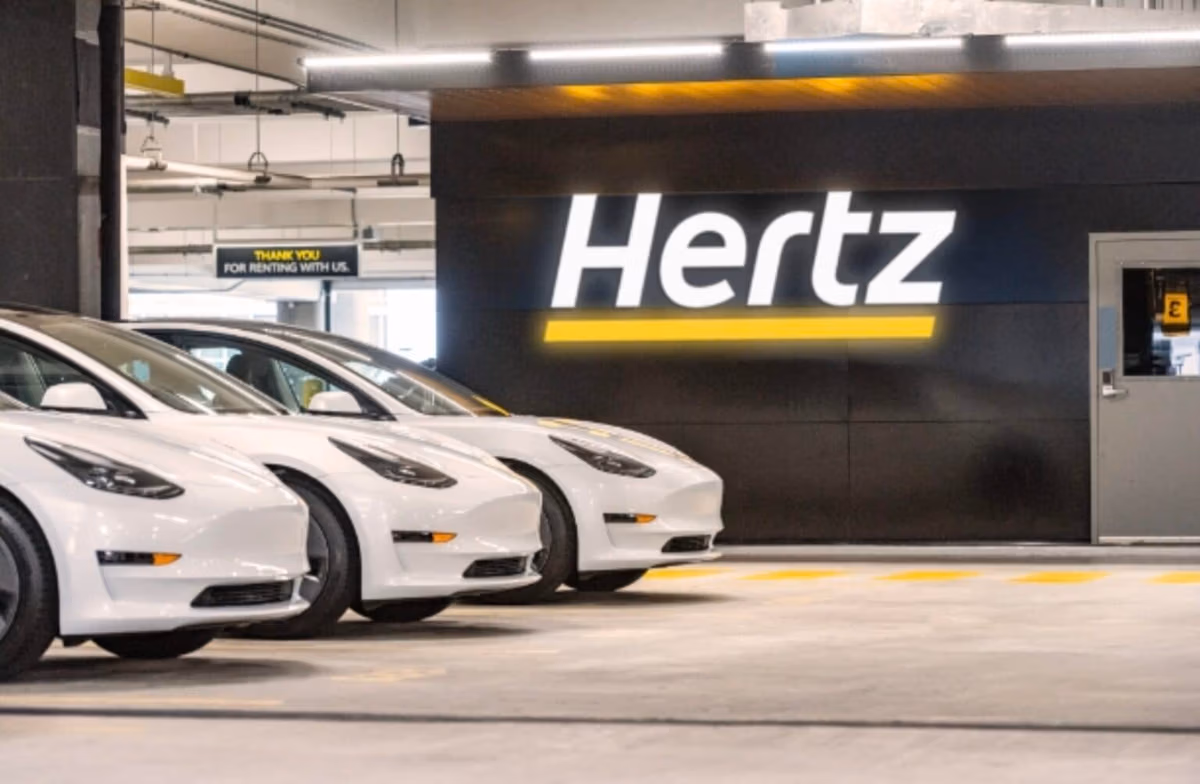 Hertz Tesla at Flagship Hertz Location - SLF Investments - EV Market