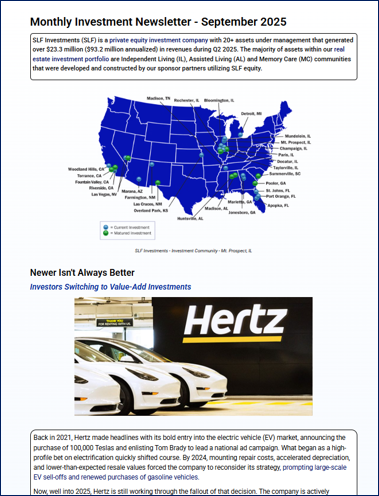 September Newsletter Cover - SLF Investments - Real Estate Investment
