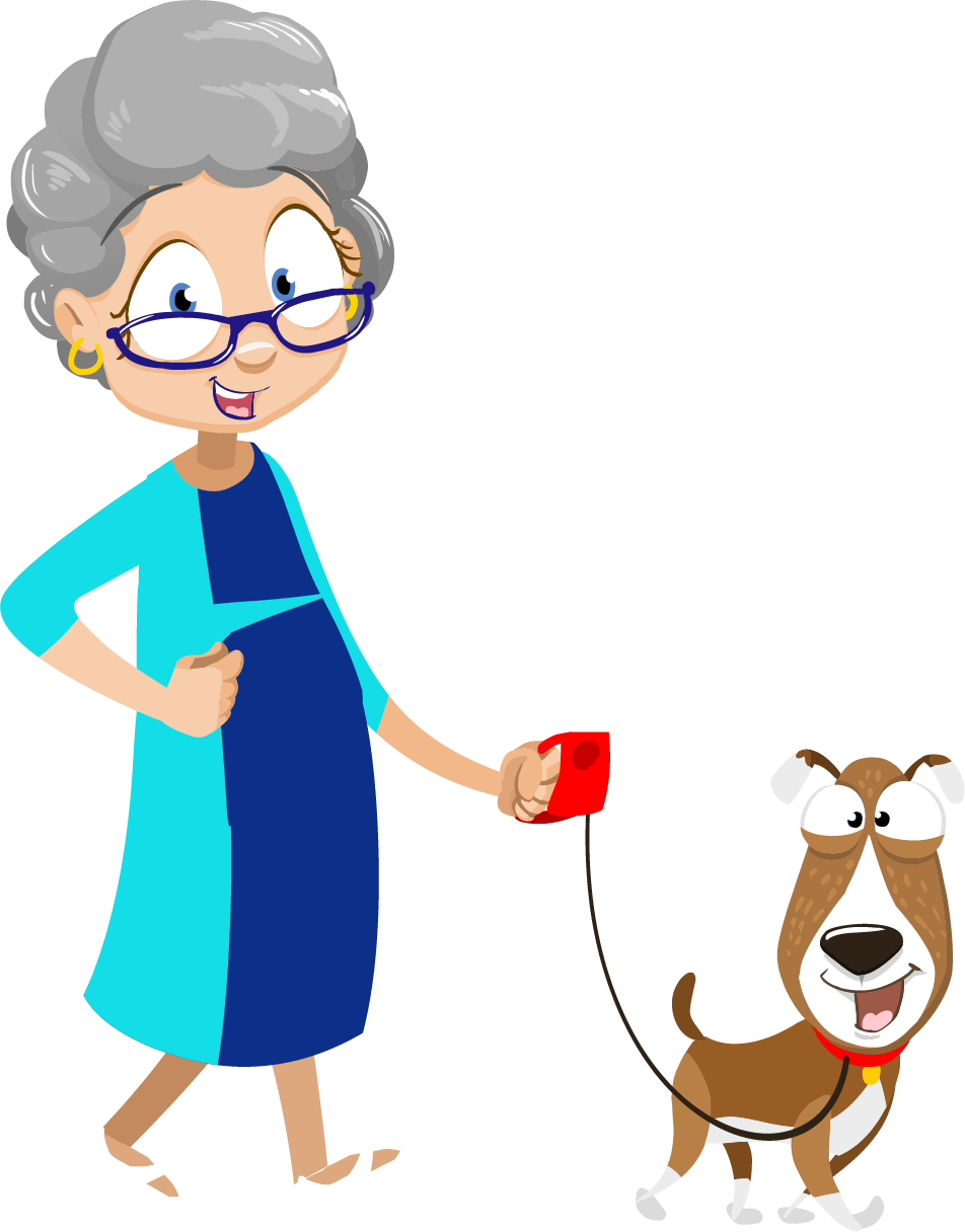 SLF Investments - Female Walking Dog Graphic - Real Estate Investment Company